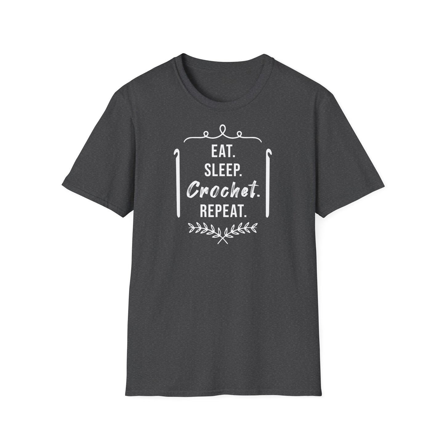 "Eat Sleep Crochet Repeat" dark