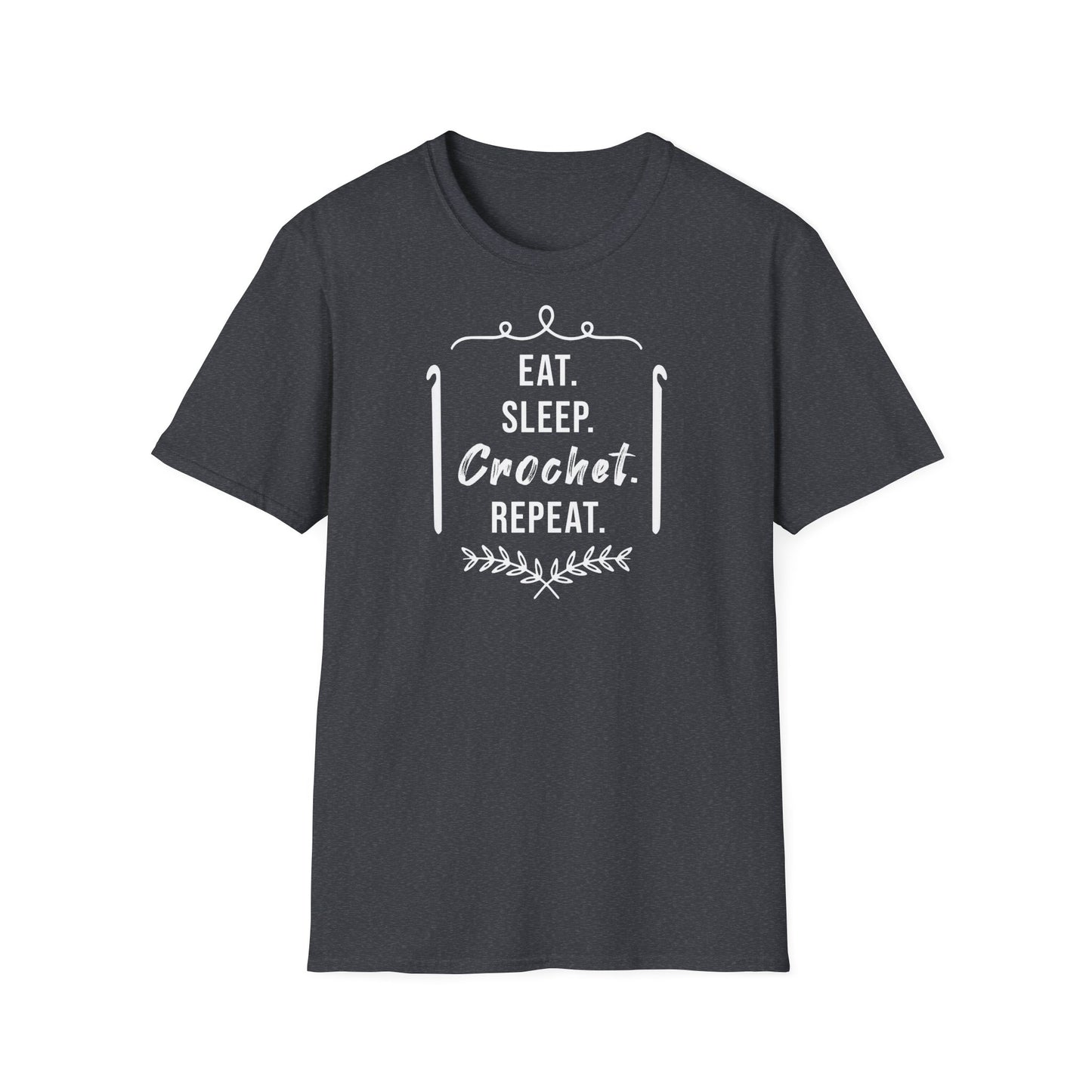 "Eat Sleep Crochet Repeat" dark