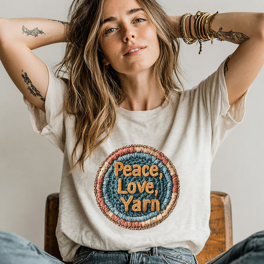 "Peace, Love, Yarn" light