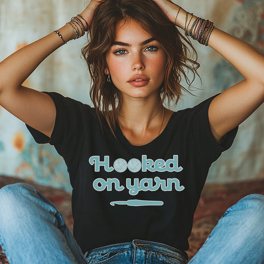 "Hooked on yarn" dark
