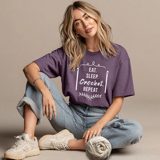 "Eat Sleep Crochet Repeat" dark