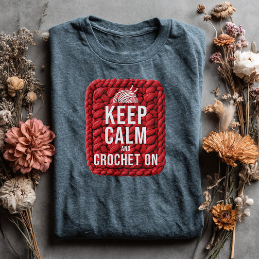 "Keep calm and crochet on" dark