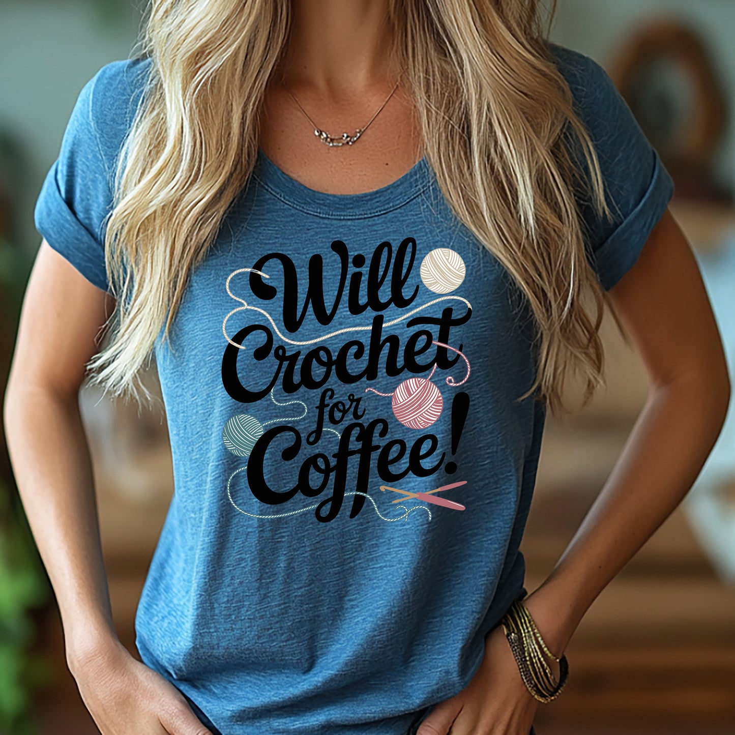 "Will Crochet for Coffee!" dark