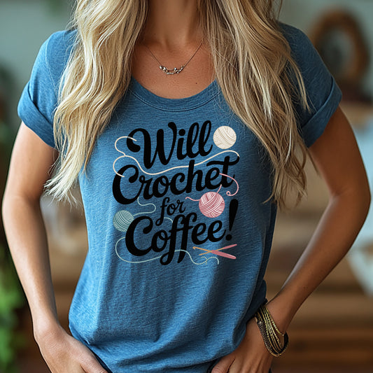 "Will Crochet for Coffee!" dark