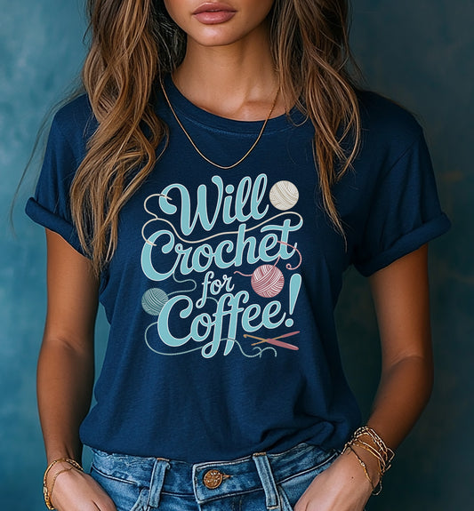 "Will Crochet for Coffee!" dark
